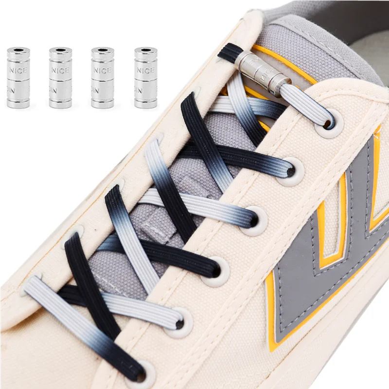 1pair Gradient Color Elastic Shoelaces For Sneakers Laces Without