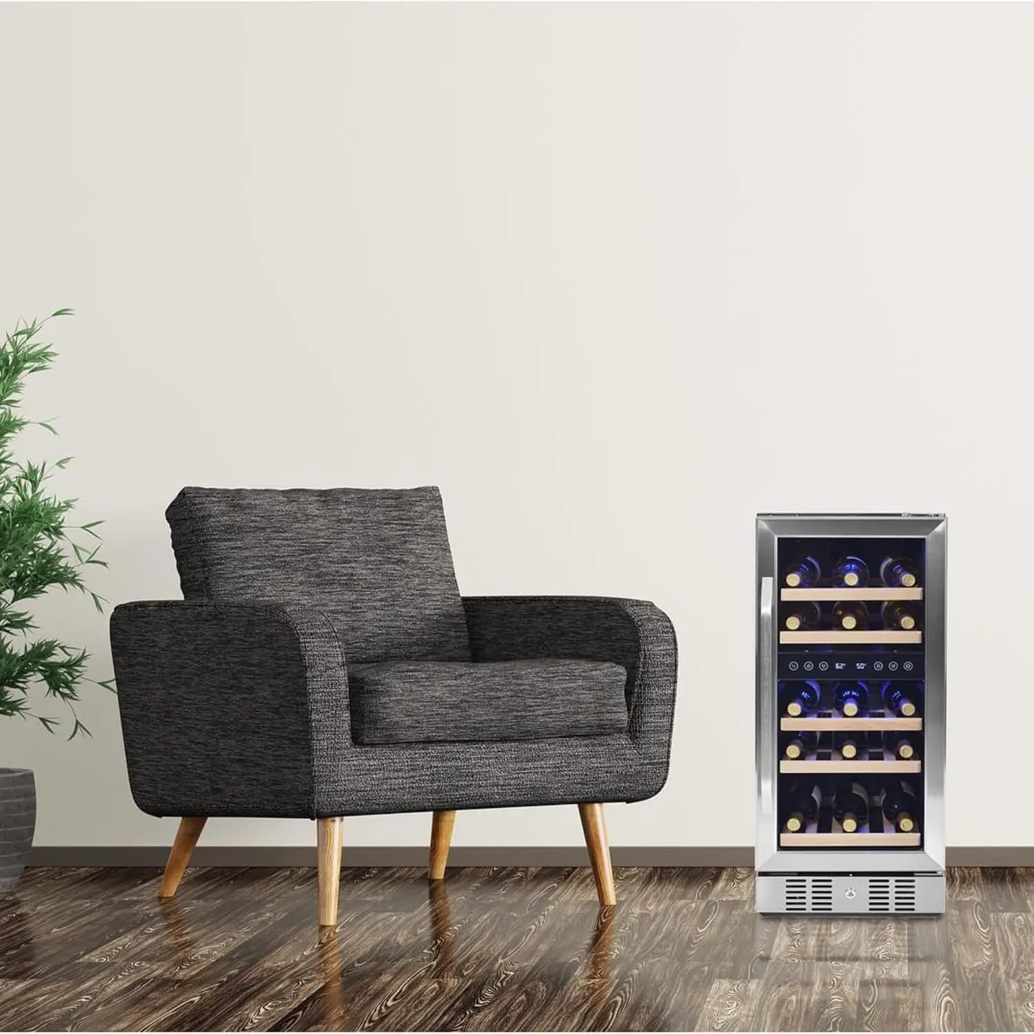 29 Bottle Dual Temperature Zone Wine Fridge, Quiet Operation Wine Cooler with Beech Wood Shelves 6