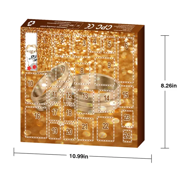 Advent Calendar 2024 Christmas Party Finger Rings Earring Necklace for 24 Days Countdown Festive Atmosphere Enhancer Jewelry Kit 5