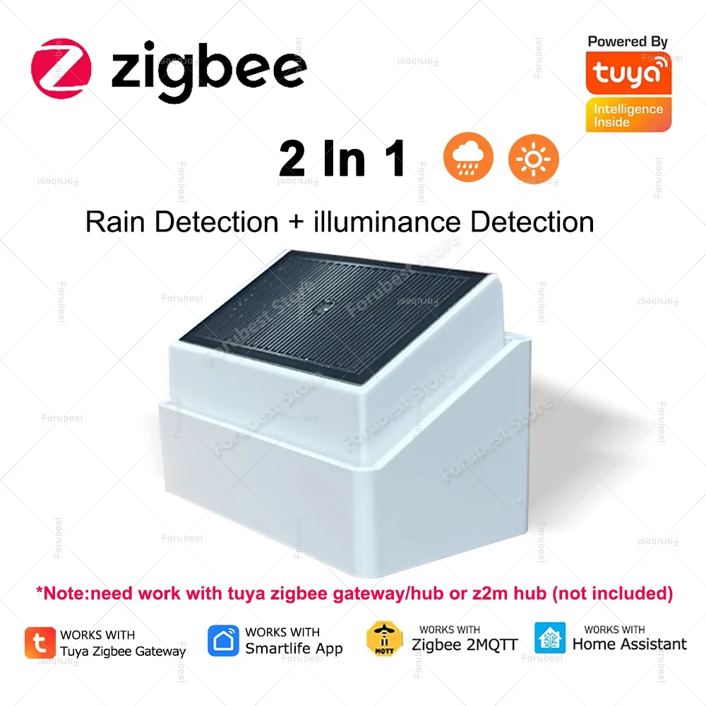 2 In1 Zigbee Rain Detector Rainfall Sensor Brightness Light Detection Tuya Home Assistant Zigbee2MQTT Scenes Linkage