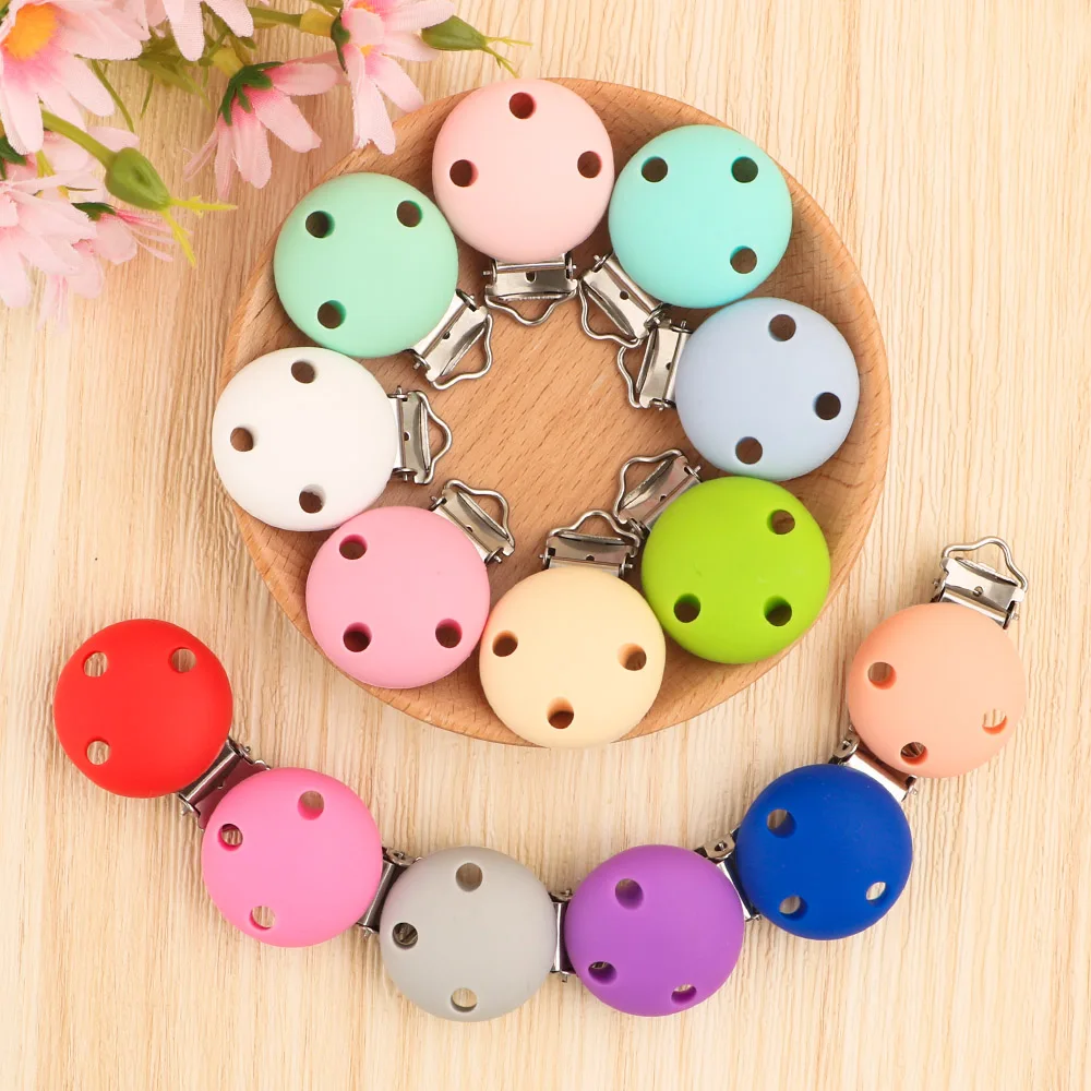 Sunrony 30/35/52mm 3Pcs 라운드 실리콘 젖꼭지 클립 식품 학년 DIY 젖꼭지 체인 쥬얼리 수제 액세서리