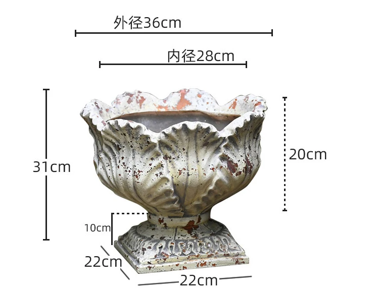 

Garden Decoration Large Flower Pot Vintage Plant Basin Courtyard Villa Balcony Layout