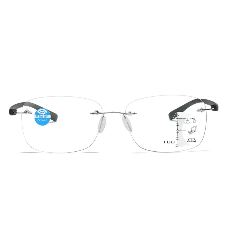 Unisex Square Progressive Multifocal Glasses Men Women Trendy Rimless Reading Glasses Vintage Blue Light Blcoking Eyeglasses 5