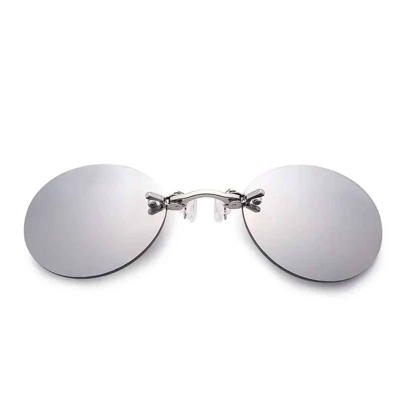 Fashion Clip On Nose Sunglasses Men Vintage Mini Round Sun Glasses Hacker Empire Matrix Rimless Sunglasses UV400
