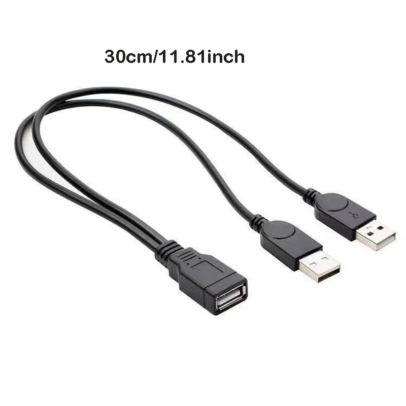 USB 케이블 스플리터 데이터 전송 전원 공급 코드 30CM USB2.0 듀얼 암-수 플러그 와이어 컨버터 충전 연장선