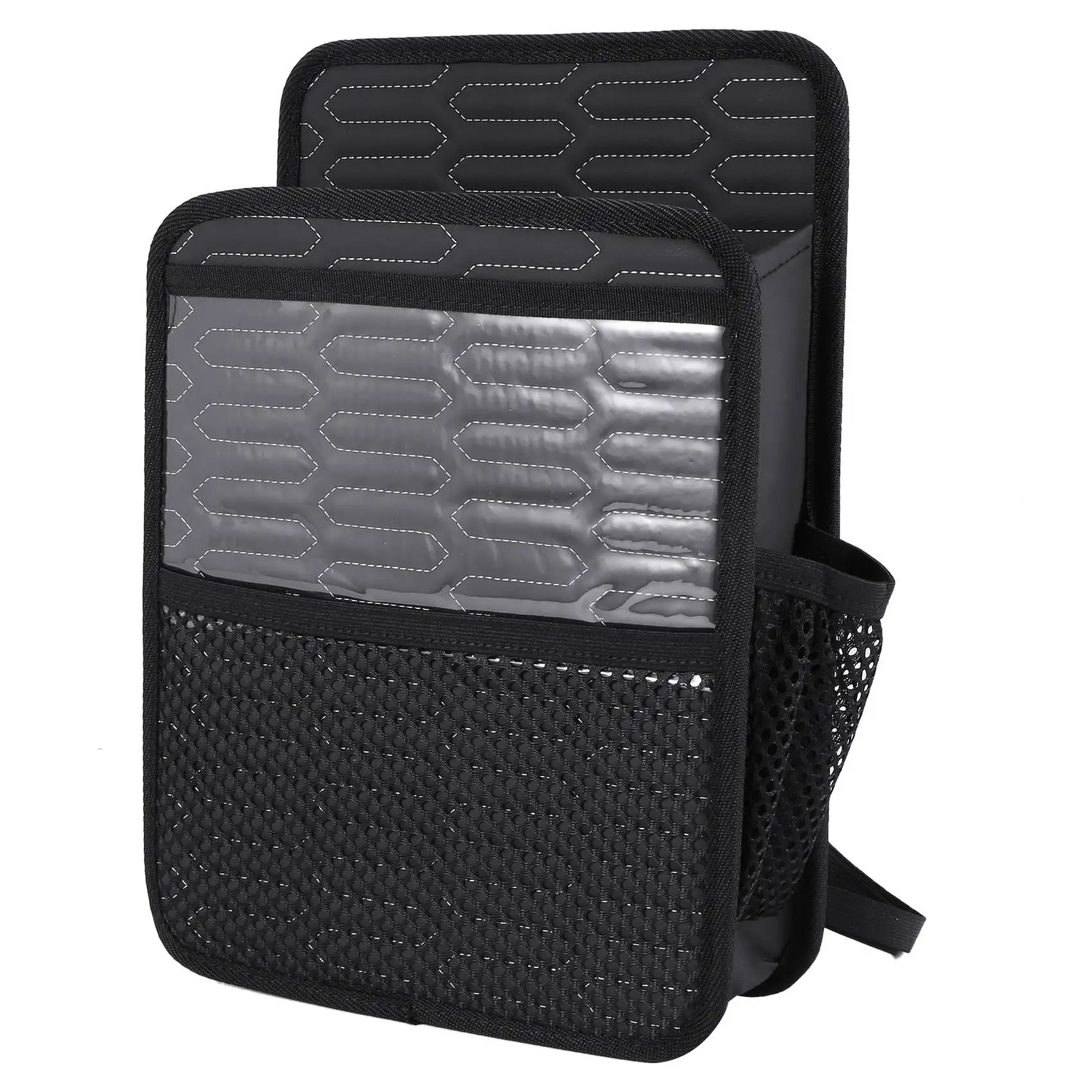 

Автомобильный сетчатый Карманный держатель для сумки, кожаный Органайзер для спинки сиденья, сетчатый держатель для кошелька между сиденьями, тканевый барьер для кошелька