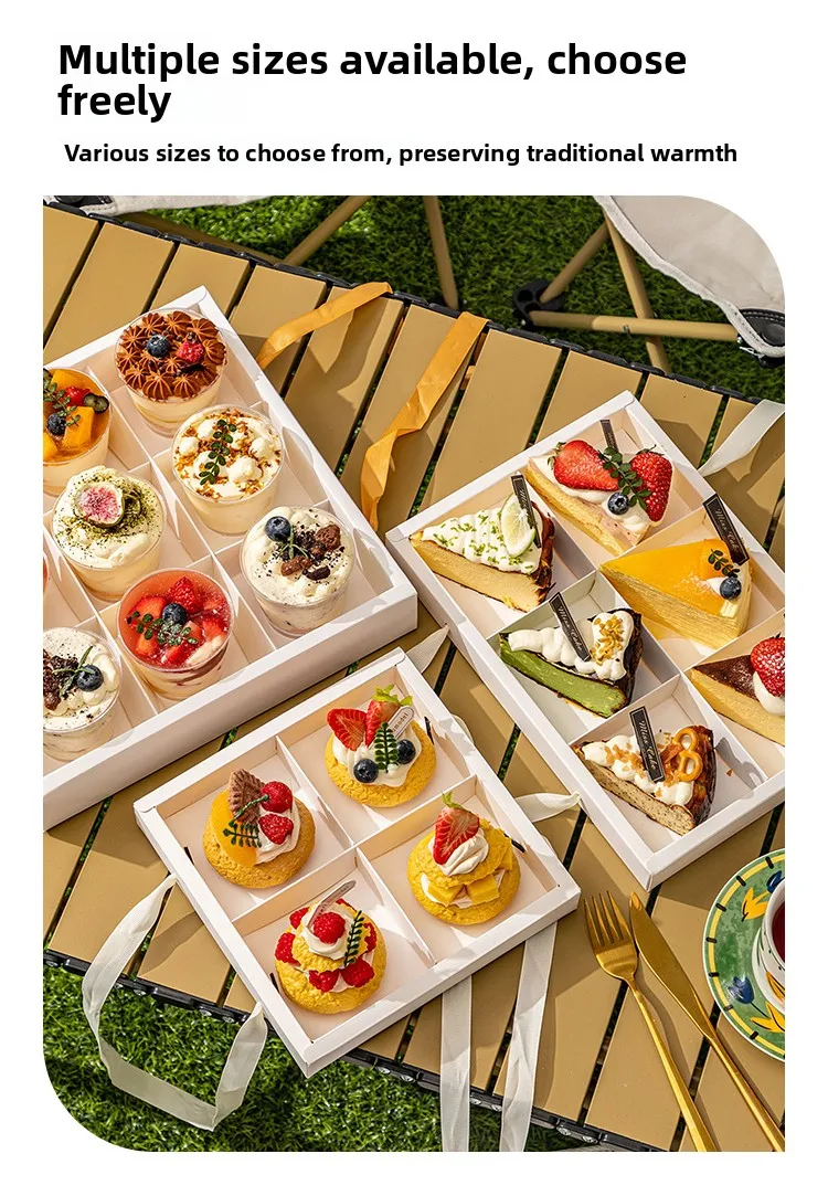 Four by Six by Nine Grid Transparent Cake Box Dessert Pastry Container for Afternoon Te... - SKU GTCB1002 - UGI Packaging