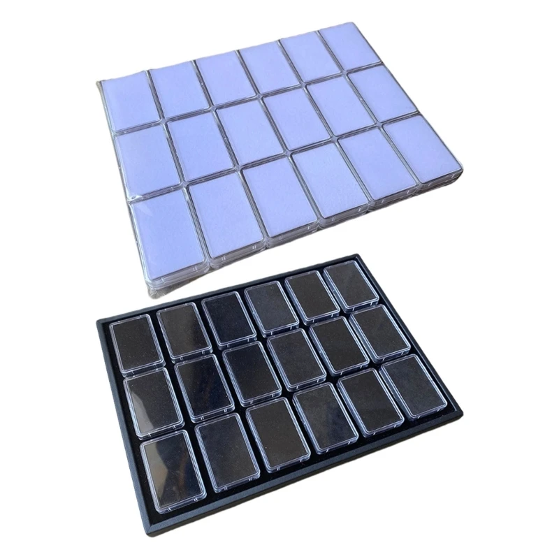 18Pcs Crystals Clear Display Cases With Soft Interior for Elegant Jewelry Storage and Retail Showcase