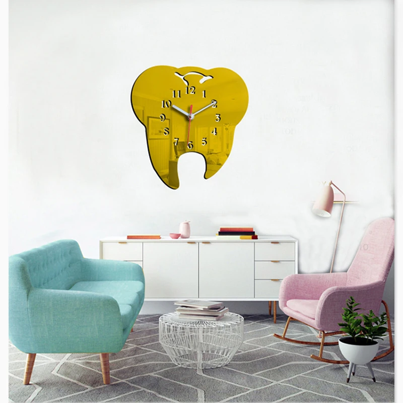 Modern Acrylic Wall Clocks Non Ticking Arabic Number Tooth Clock Mirror Effect Home Decoration Bedroom Kitchen