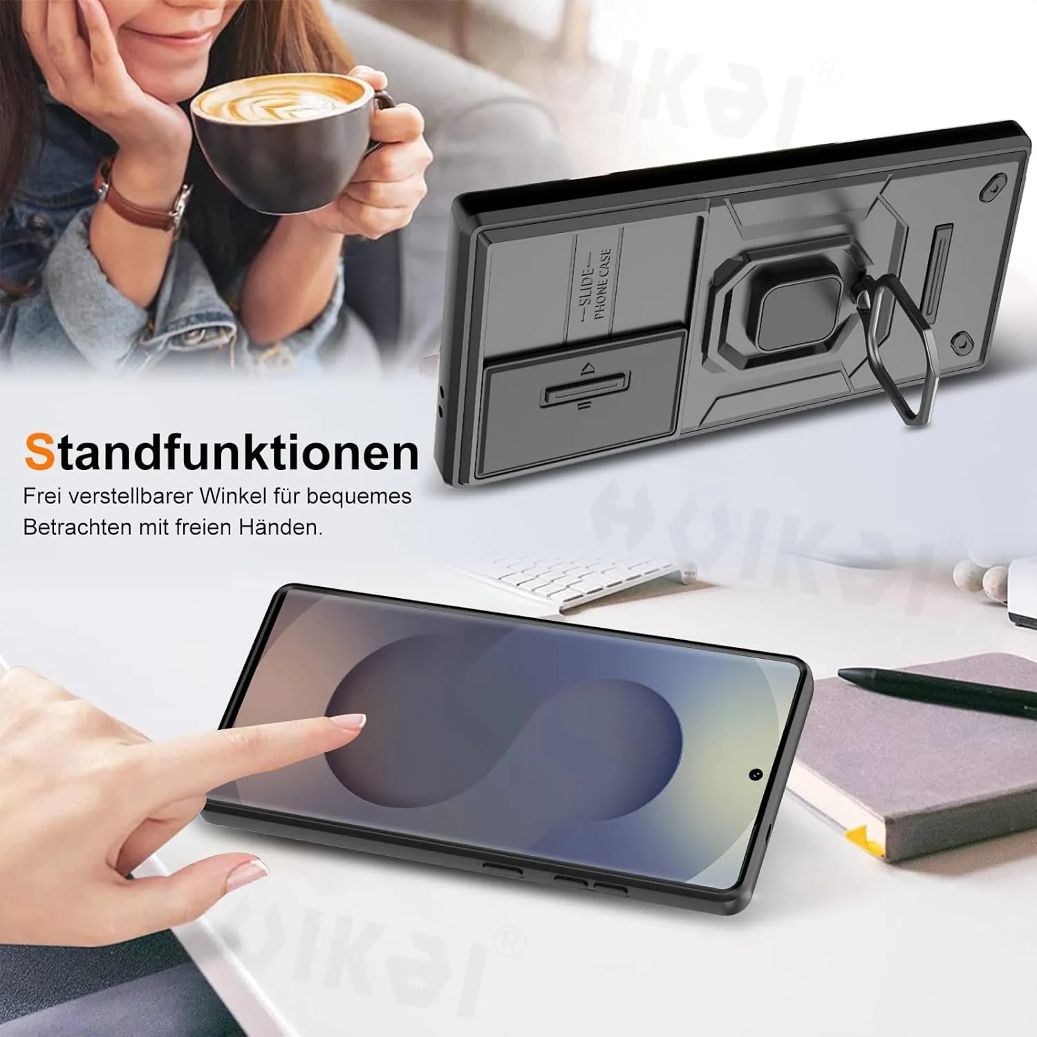 Slide Camera Case with Kickstand and Armor Antifall Protection