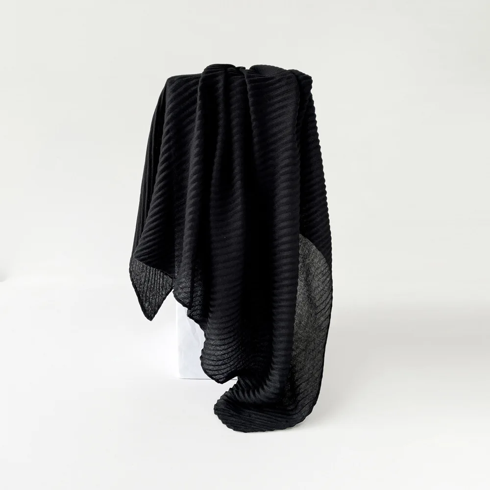 Fashion Wrinkle Bandana Head Women Scarf Solid Color Cotton Hijab Scarfs for Ladies 90CM Square Shawls Wraps Soft Neck Scarves 3