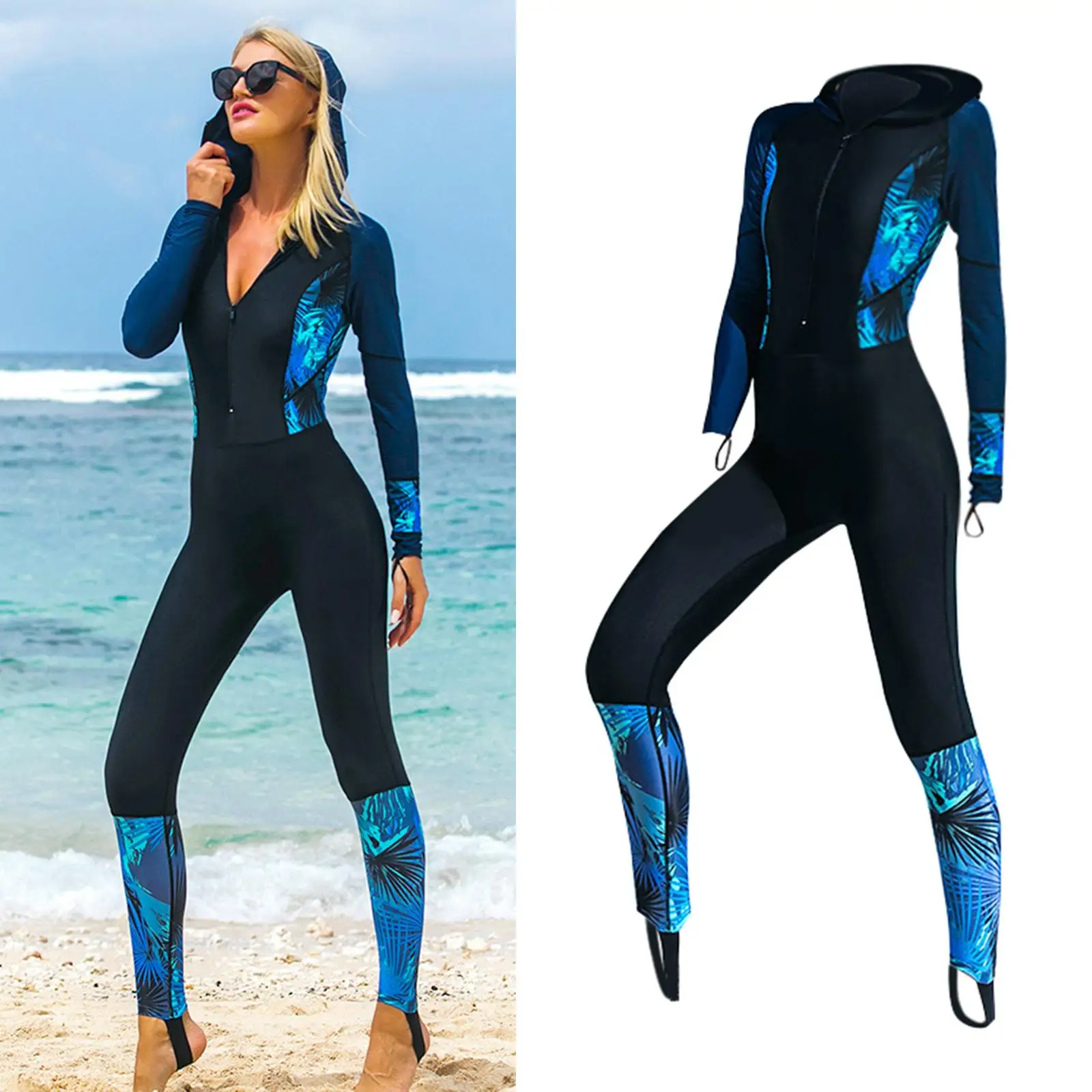 Dámská fullsuit wetsuit surfování scuba potápěčská šnorchlování plavání oblek dlouhé rukáv mokrý oblek couvat zip plný tělo s kapucí