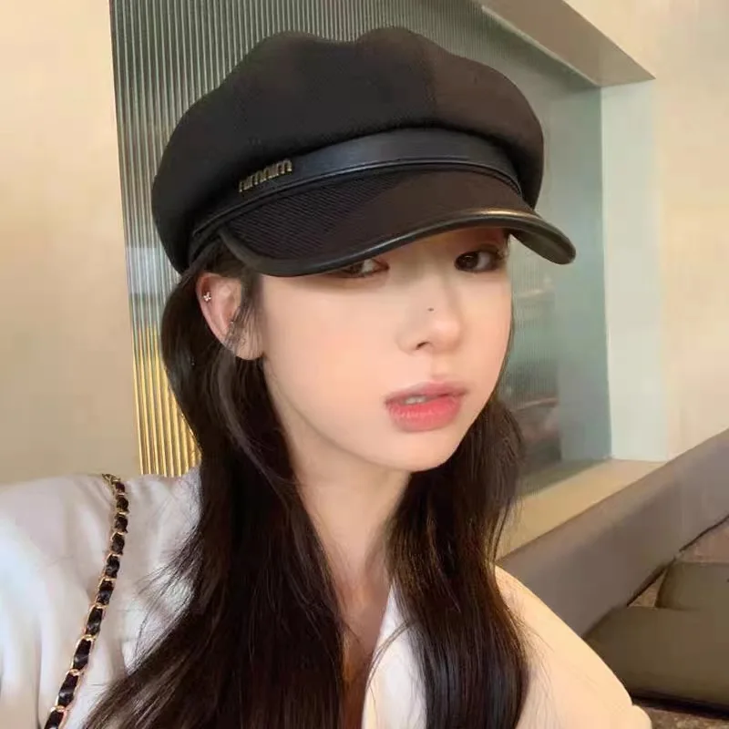 Panamanian women's warm duck tongue octagonal hat for autumn and winter vintage and elegant Belle painter hat Cap H205