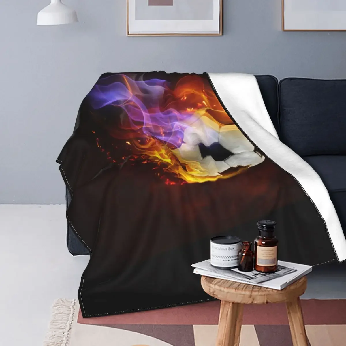 

Fire Soccer Flannel Blankets Football Balls Sports Awesome Throw Blankets for Bed Sofa Couch 125*100cm Plush Thin Quilt