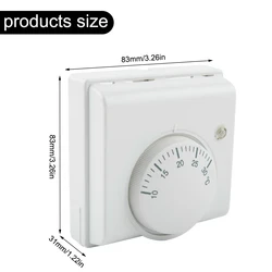 Temperature Switch Thermostat L83 X H83 X T31mm Mechanical Room Temperature Controller White 2-wire 220V AC ABS