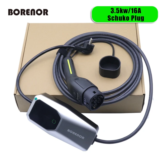 BORENOR 3.5KW New Type 2 Portable EV Charger Electric Vehicle Car