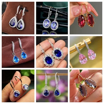 2025 New Colorful Crystal Zircon Bridal Earrings, European and American Personalized Fashion Trend, High End Jewelry