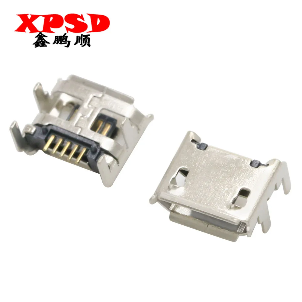 

10PCS Micro USB 5S Type B socket socket four-pin plug 7.2mm front insert, rear sticker extended pin crimp