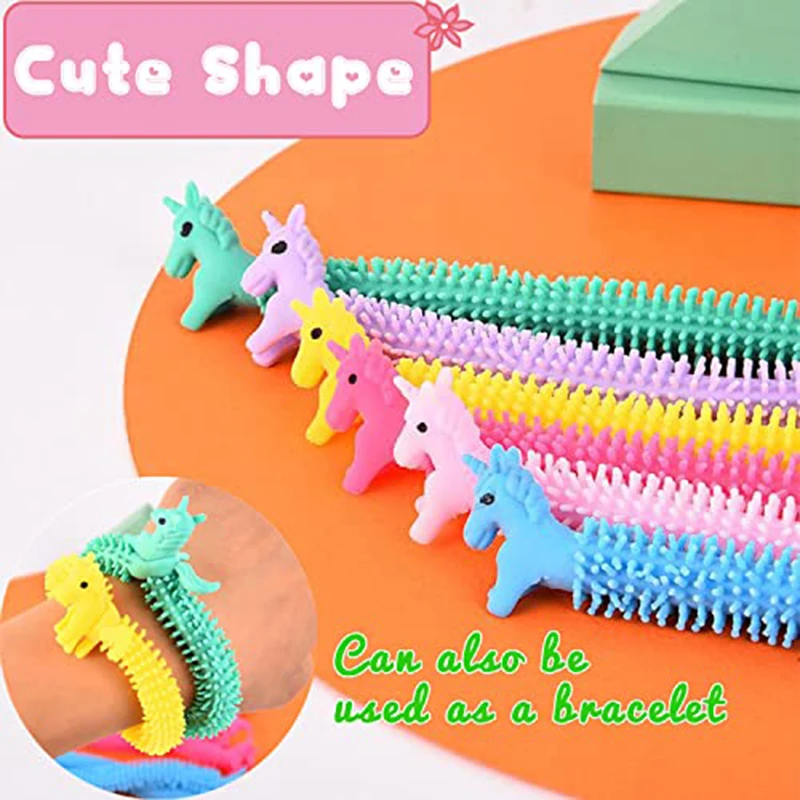 Fidget Toys 10-30PCS Unicorn Worm Noodle Fidget Toys Stretchy String Sensory Toys Stress Relief Anti Anxiety Fidget Toy for Kids Adults