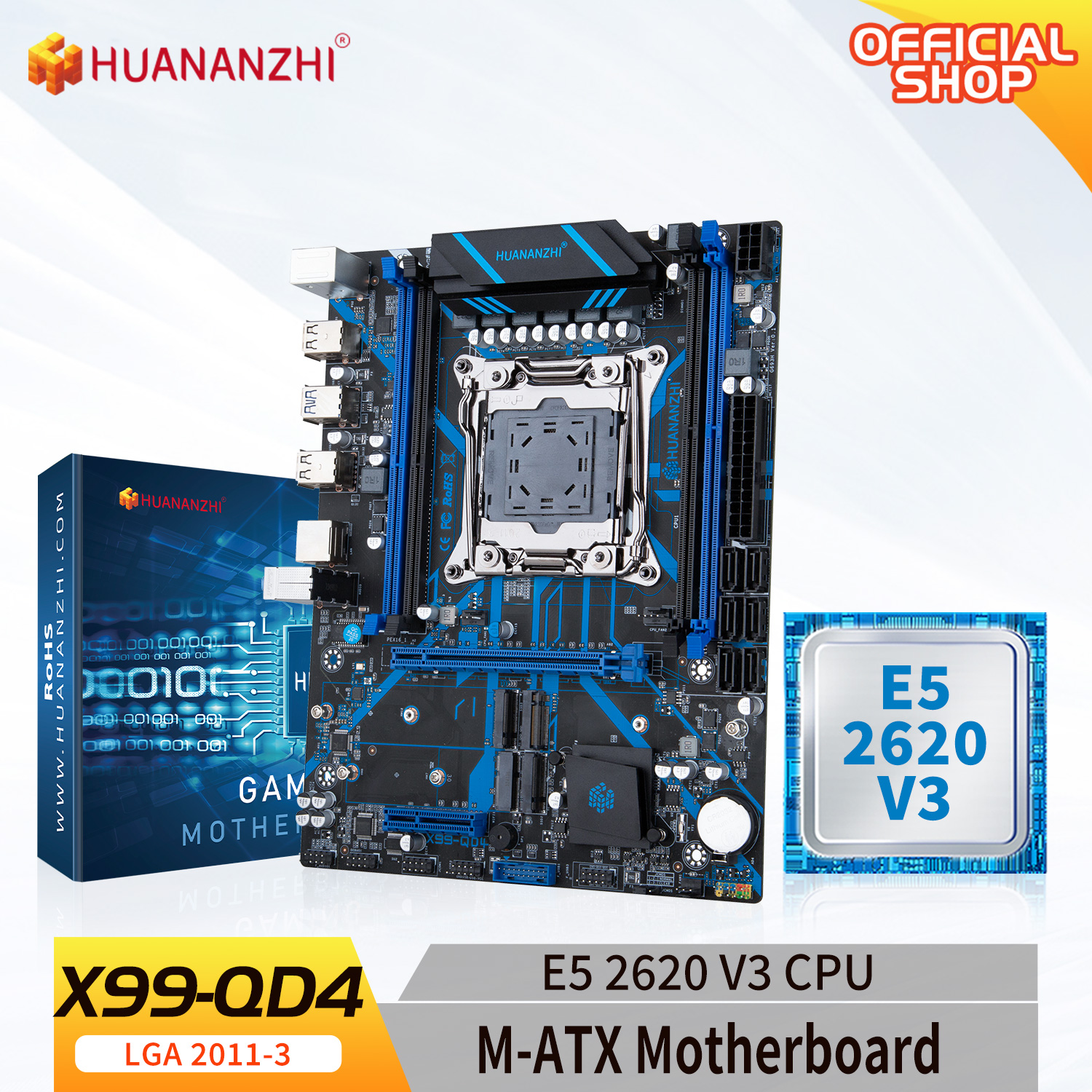 HUANANZHI X99 QD4 LGA 2011-3 XEON X99 Motherboard with Intel E5 2620 V3 DDR4 RECC NON-ECC Memory Combo Kit Set NVME SATA