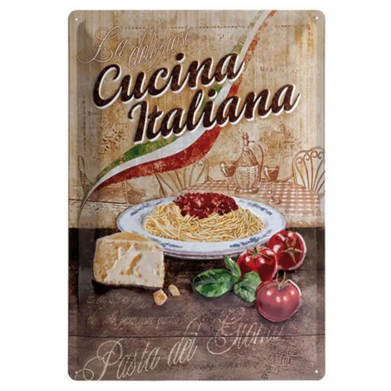 Vintage Tin Pizza Sign - Retro Metal Wall Art for Dining Room or Restaurant Decor