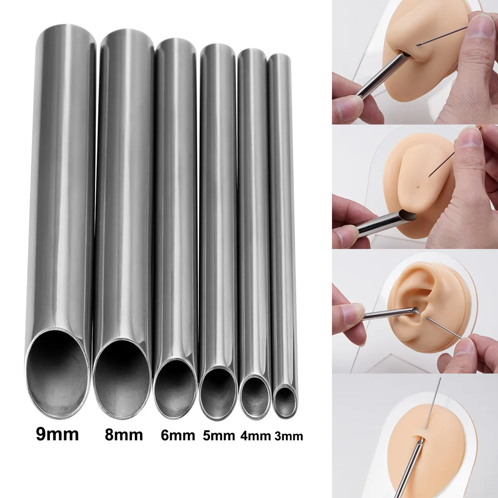 3-9mm 316L Stainless Steel Piercing Receiving Tube Accepts Needles Needle Receiving Tube Body Jewelry Holding Piercing Tool 1pc