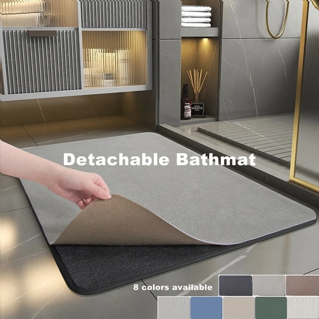 New Solid Color Detachable Bath Mat 2in1 Super Absorbent Diatom