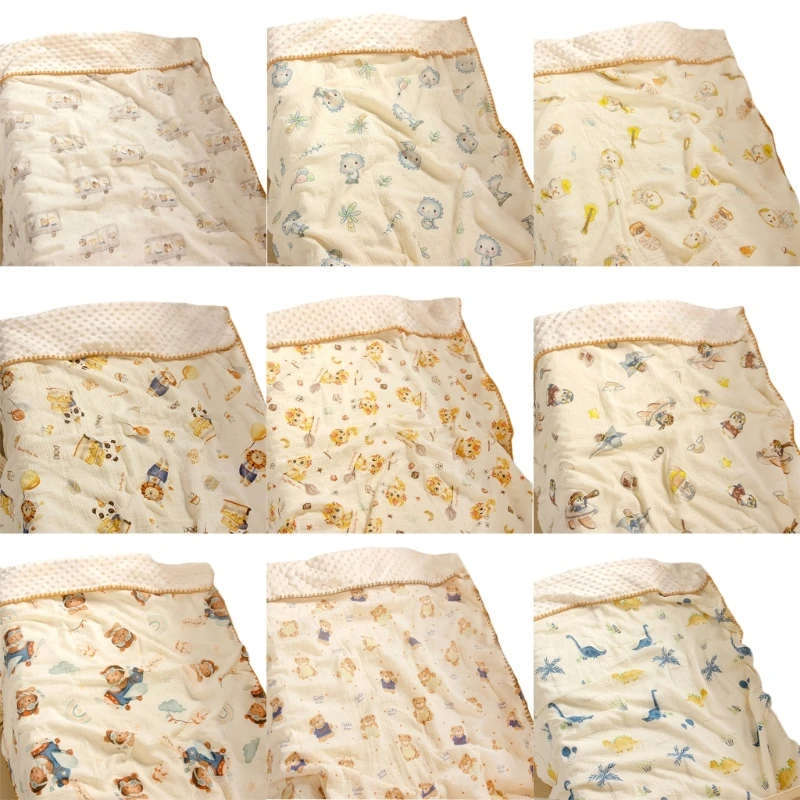 

57EE Cartoon Baby Blanket Infant Comforter Cotton Blanket Wrap Perfect for Soothing
