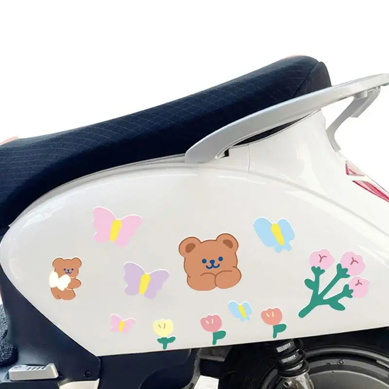 

Motorcycle Decals Flowers Motorcycle Sticker Motorcycle Decal Waterproof Flower Bear Biker Stickers For Cars Laptops Mobile