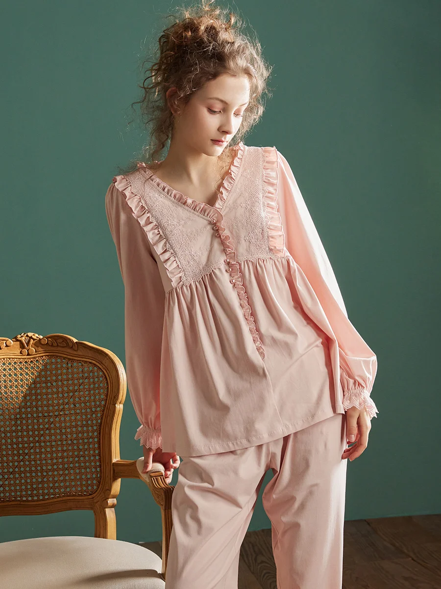 ensemble-pyjama-vintage-en-coton-doux-brode-pour-femmes-vetements-de-nuit-confortables-printemps-automne