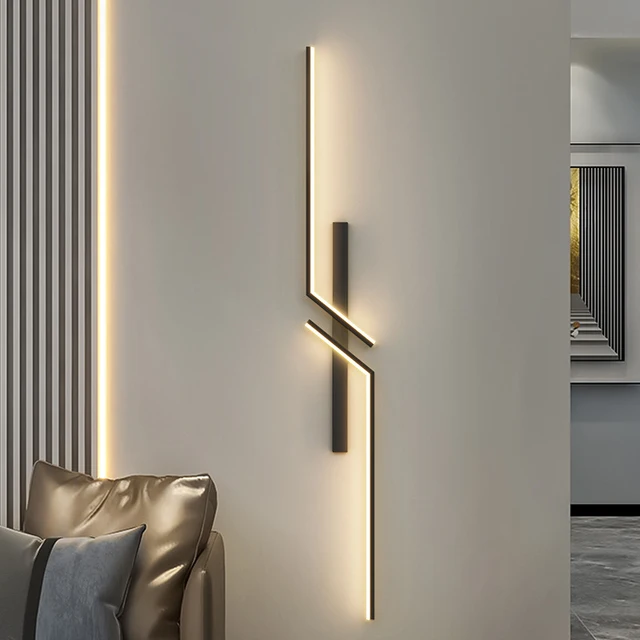 โมเดิร์นสร้างสรรค์ Strip LED Wall Light Minimalist ห้องนอนข้างเตียง Wall Sconce ไฟ LED ห้องนั่งเล่นโซฟาทีวีพื้นหลังโคมไฟ 1