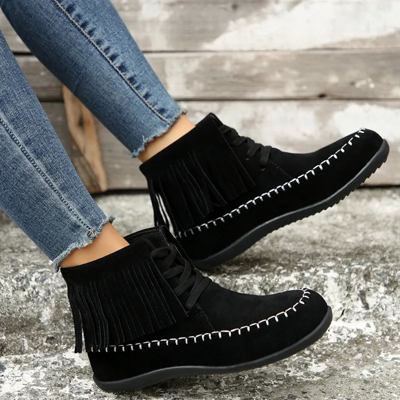 2023 New Hot Selling Fashion Short Boots Women's Casual Versatile Flat Bottom Women's Shoes