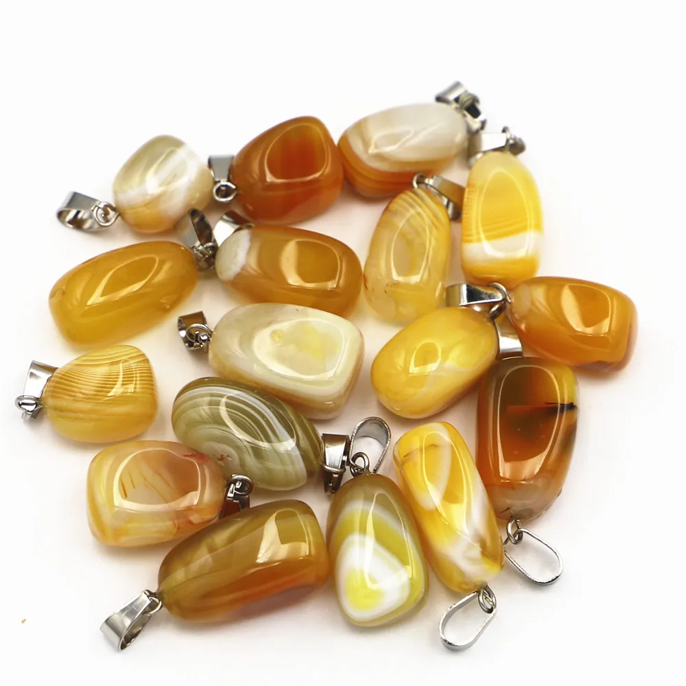 

24pcs/lot 2023New Natural Yellow Agates Onyx Irregular Shape Pendants Charms Wholesale For Diy Jewelry Necklace Free Shipping