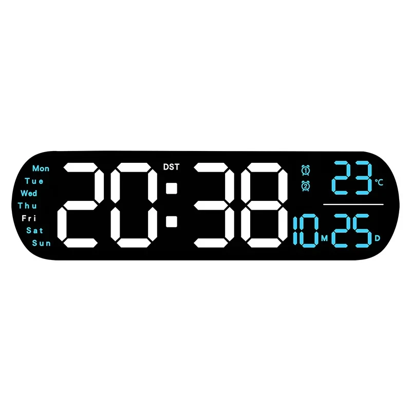 LED Digital Wall Clock With Remote Control Ambient Lights Time Date Temperature Display Alarm Clocks for Home Living Room Decor digital wall clock