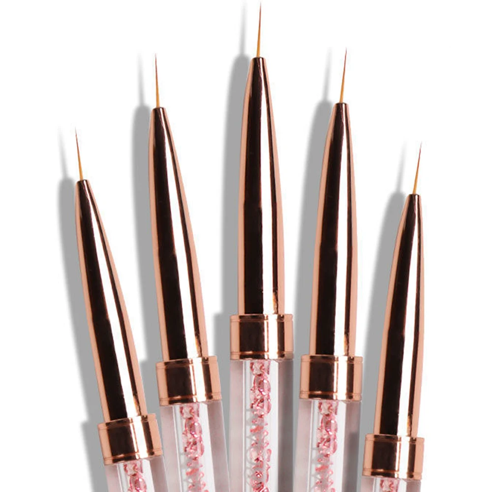 1PCS Nails Brushes Double Head Crystal Handle Design Liner Drawing Manicure Brush Acrylic Painting Pen Gel Nail Polish Equipment 5