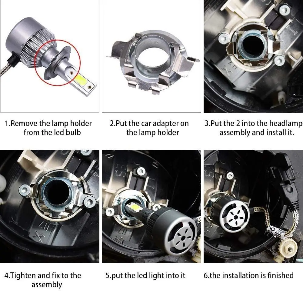 2Pcs/Set H7 LED Holder Headlight Base Headlamp Retainer Bulb Socket Mount Stand Adapter Deck Universal Car Auto Accessory headlight holder led lamp bulb base light holder lamp holder light bulb socket