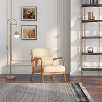 Кресло Homcom Nordic для гостиной с подлокотниками, подушкой 61X78X76 см, бежевый — изображение 6