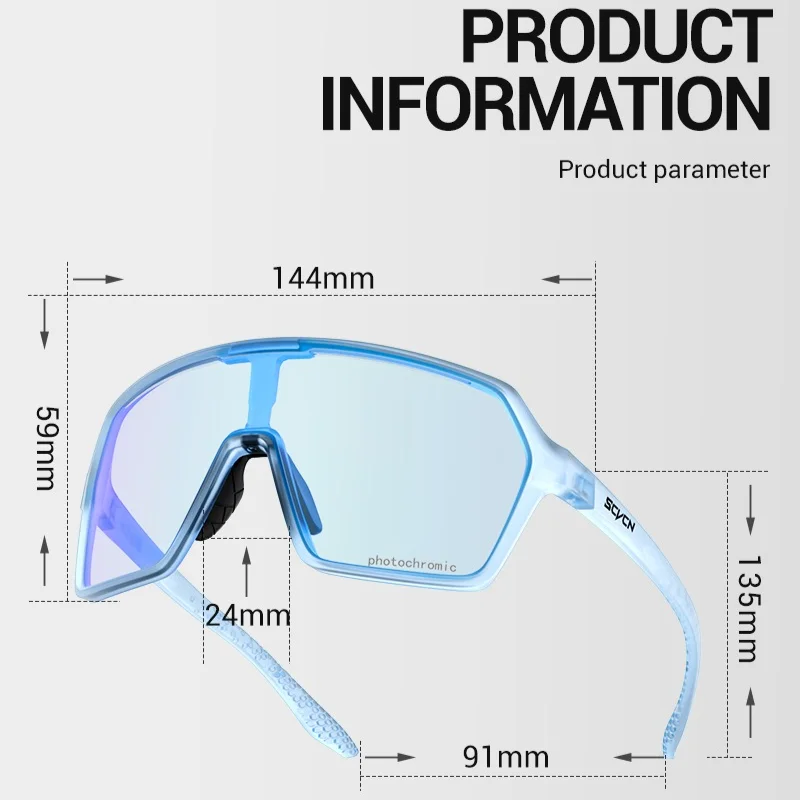 Photochromic UV400 Cycling Sunglasses for Men - Sports, Mountain Bike & Road Bicycle Eyewear