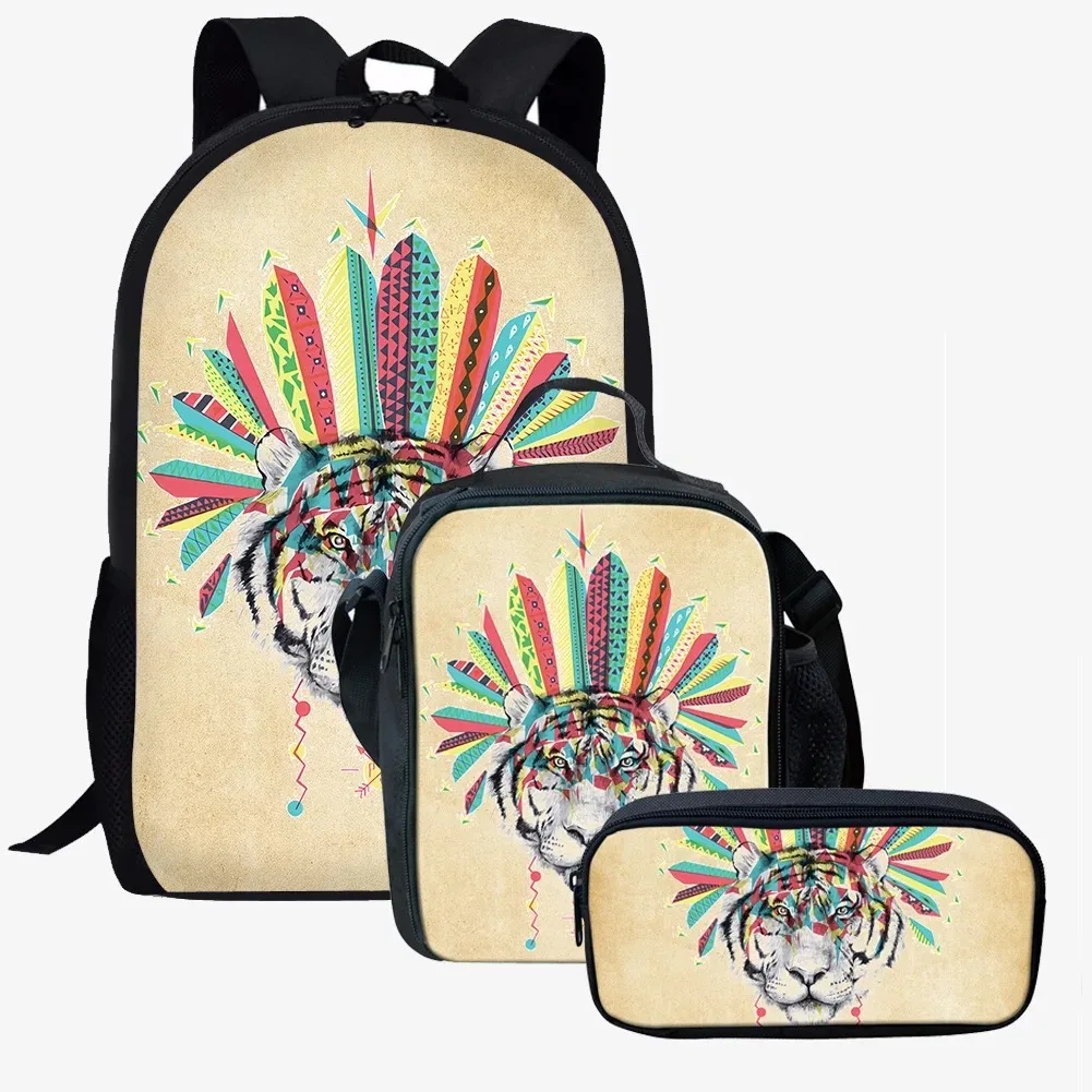Popular Harajuku 3D Animal Print Mochila, Mochilas Escolares Estudante, Mochila Laptop, Lunch Bag, Estojo de Lápis, Novo,
