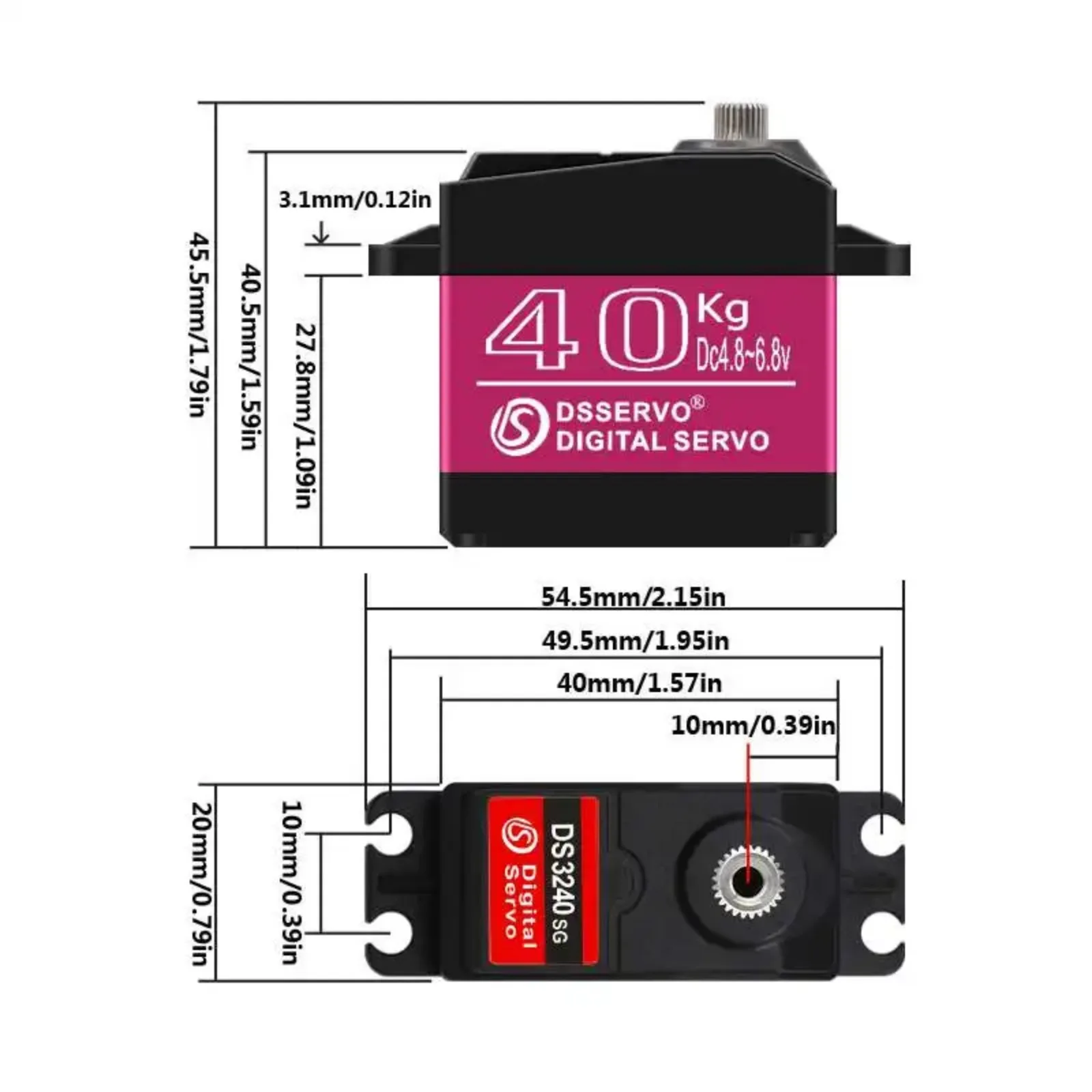 Servomoteur DS3240 monté sur une voiture RC 1/8, prêt à l'emploi