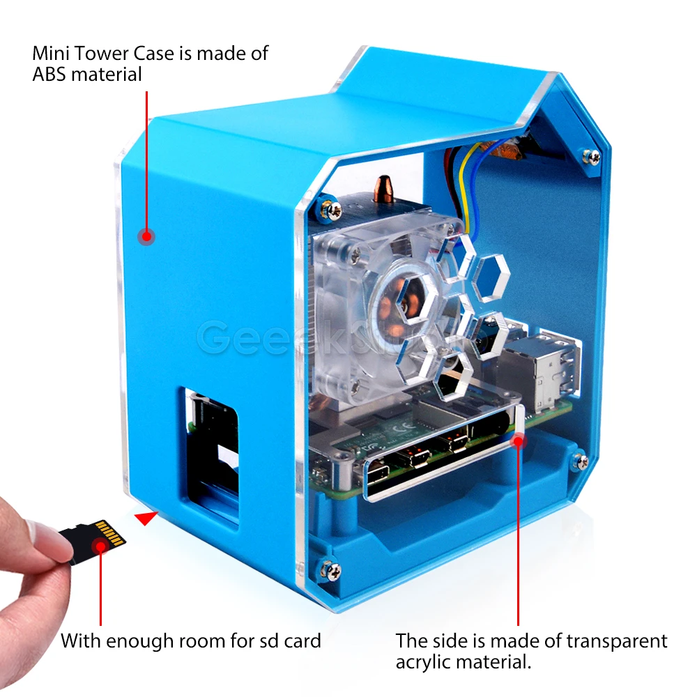 Suporte do Ventilador de Refrigeração para Raspberry pi 4b Mini Tower Case Enlosure Shell com Ice Tower Abs Novo - Imagem 6