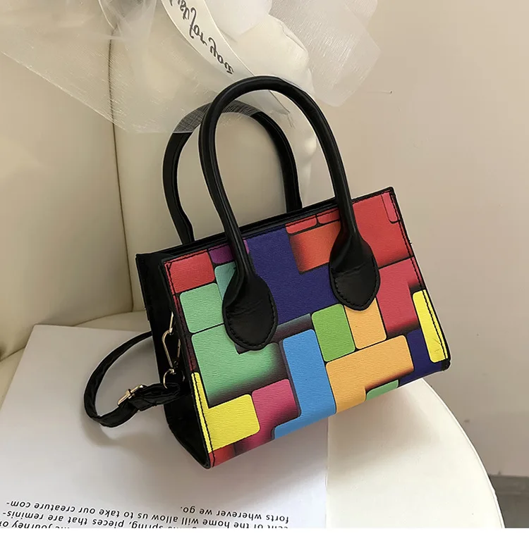 Women's Bag 2022 New Color Contrast Versatile Portable Shoulder Bag Geometric Horizontal Casual Shoulder Bag Messenger Bag