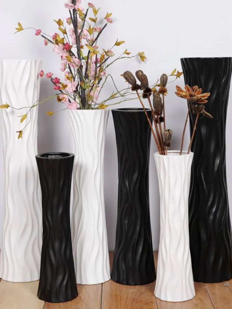 

Modern Floor High Flower Wood Vase Plant Long Pot Minimalist Vase Dry Living Room Jarrones Home Decoration Accessories BI50VS
