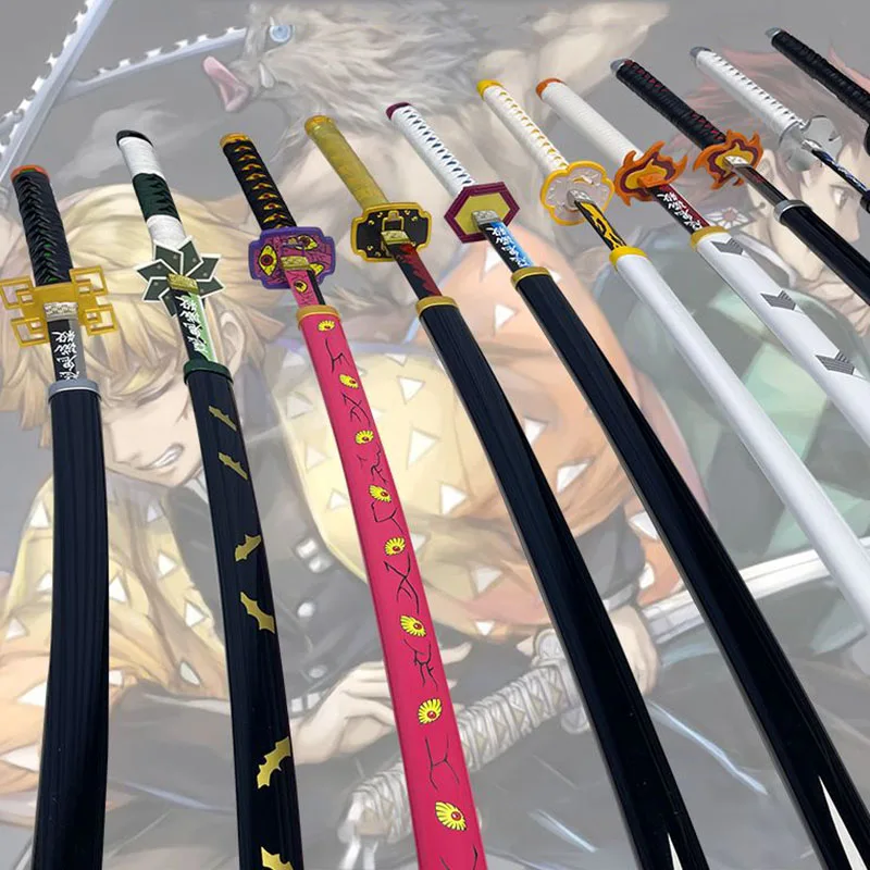Demon Slayer Katana Spade Bamboo Wooden Anime Katana Modello Di Arma 80Cm Tanjirou Cosplay Sword Prop Boy Gift Toy Ninja Blade