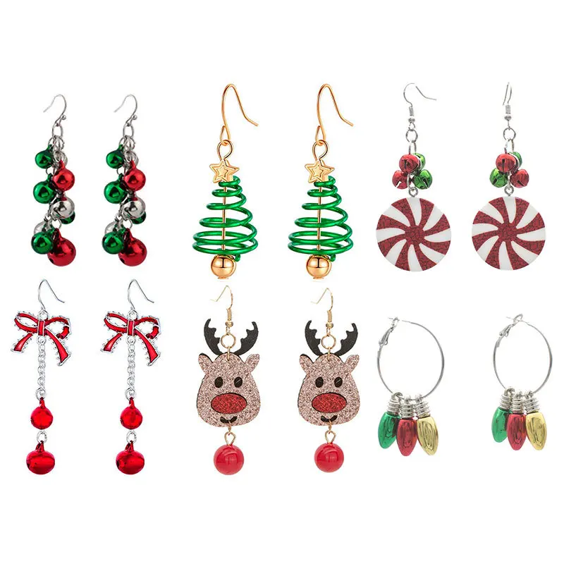 thumbnail image 2 of Pendientes navideños Luoluoyi, joyería de muñeco de nieve de cristal, pendientes de botón de árbol de Navidad para mujer, accesorios creativos de fiesta, regalos para niña, 2 of 5