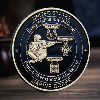 Every Marine Is A Rifleman Sharpshooter Marksman USMC Military Challenge Coin