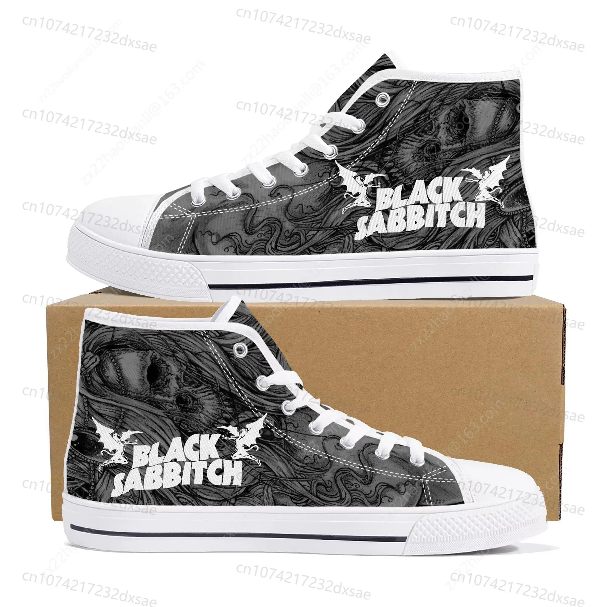 Black Heavy Metal Band Sabbath High Top High Quality Sneakers Men Women Teenager Canvas Sneaker Casual Couple Shoes Custom Shoes
