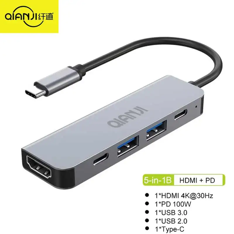 Qianji-hub Multiport com Hdmi 4k Portas Usb 3.0 Entrega de Energia 100w em para Laptop Macbook