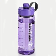  8 Color Outlet Wholesale Pirce 1000ml 1L Transparent Herba Nutrition Plastic Water bottle with Straw Strap Bounce Button Cup 