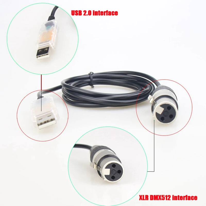 USB To DMX Interface Adapter LED DMX512 Computer PC Stage Lighting Controller Dimmer, Adapter Cable Replacement Accessories